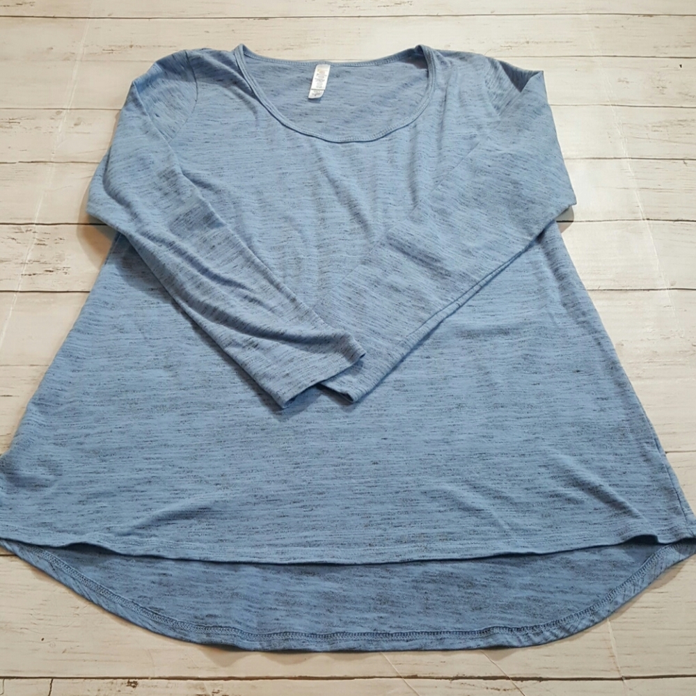 LuLaRoe long sleeve tee space dye blue scoop‎ neck size small